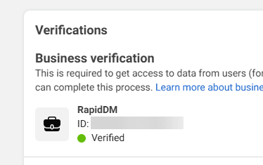 Meta Business Verification Screenshot